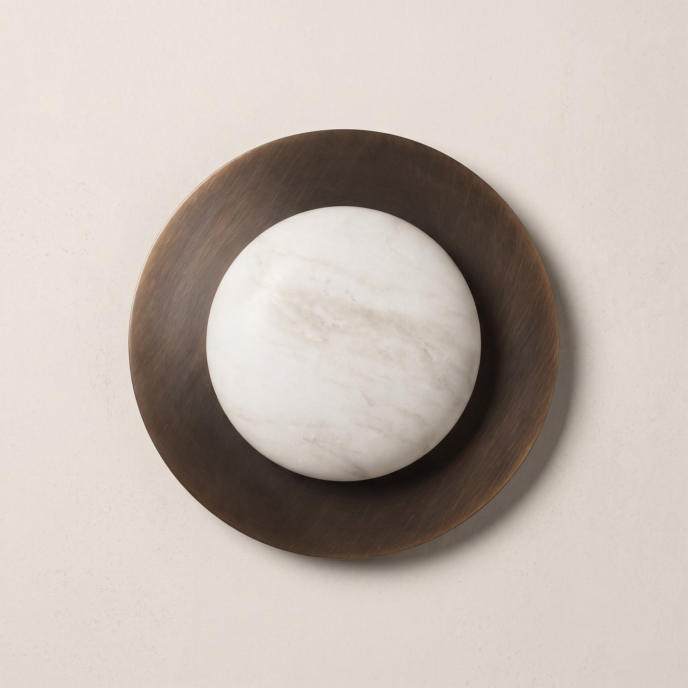 AX174 alabaster and aged brass wall sconce by Wenche