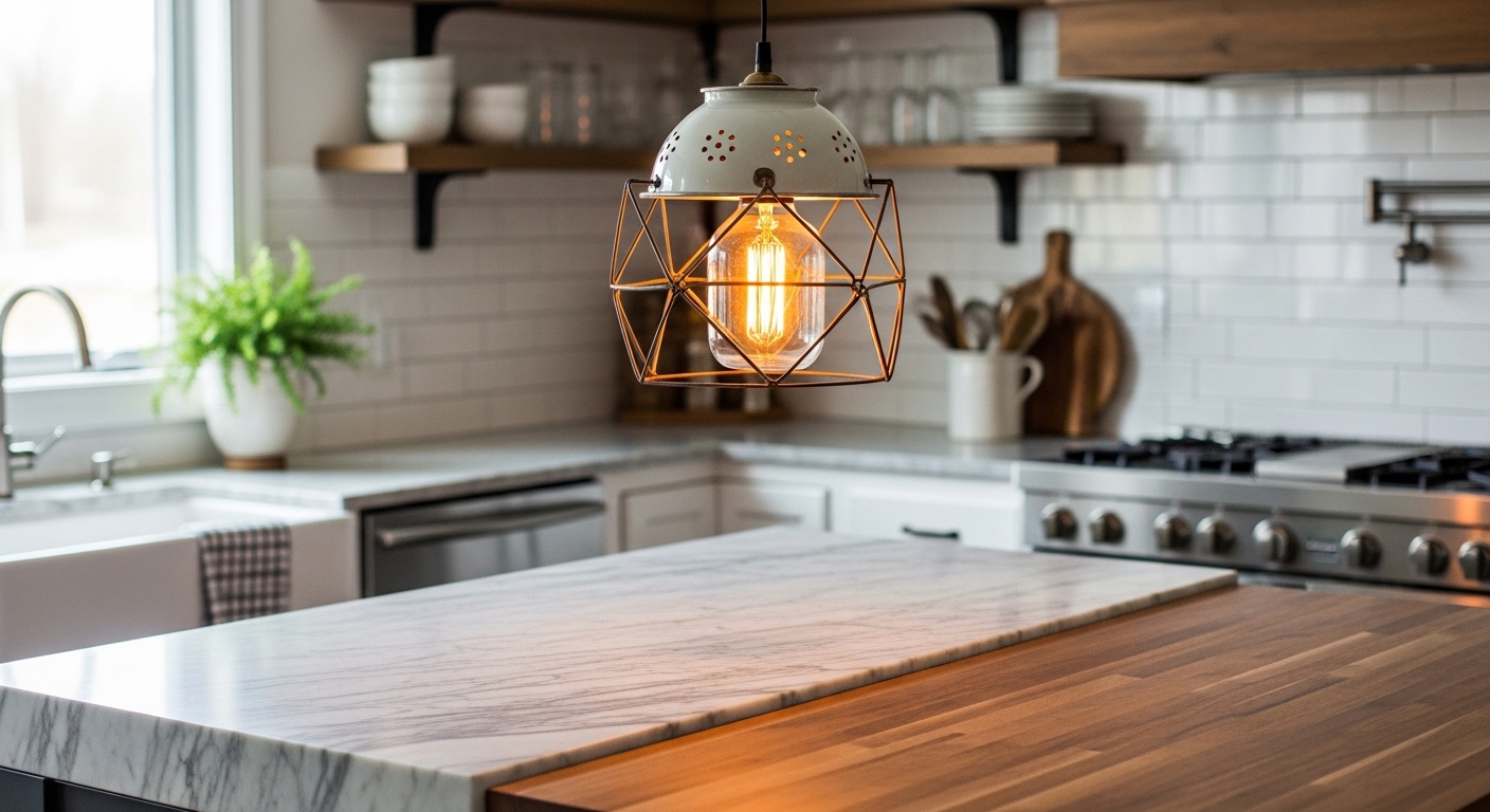 DIY Pendant Light Over the Kitchen Island: Start to Finish