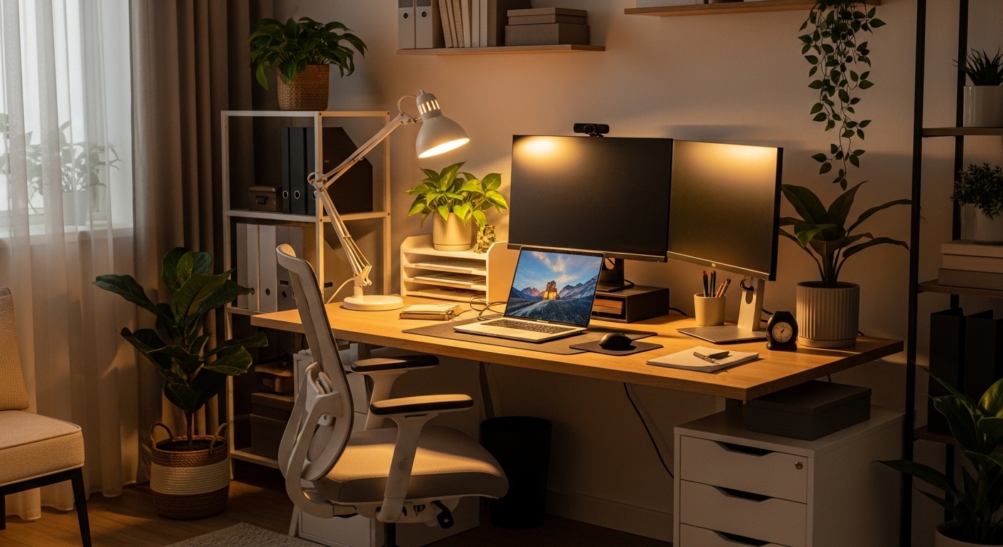 Home Office Lighting for All-Day Work Without Eye Fatigue