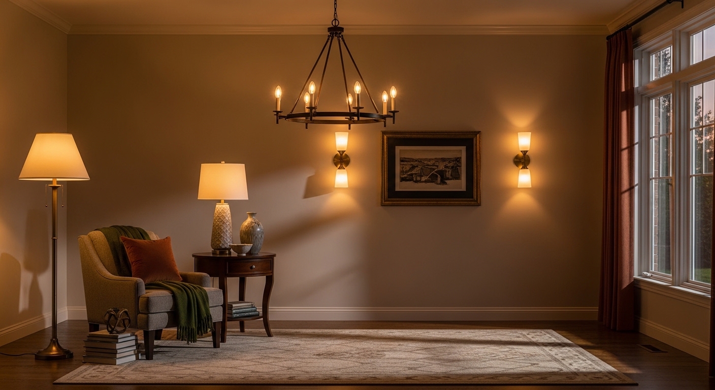 Living Room Lighting Makeover: From One Overhead to a Layered Room